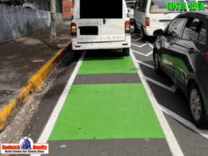 Ciclovías or cycle tracks are all over San Jose and San Pedro. No not drive or park on them, even though you won't see anyone on a bicycle. Parking your car in Costa Rica